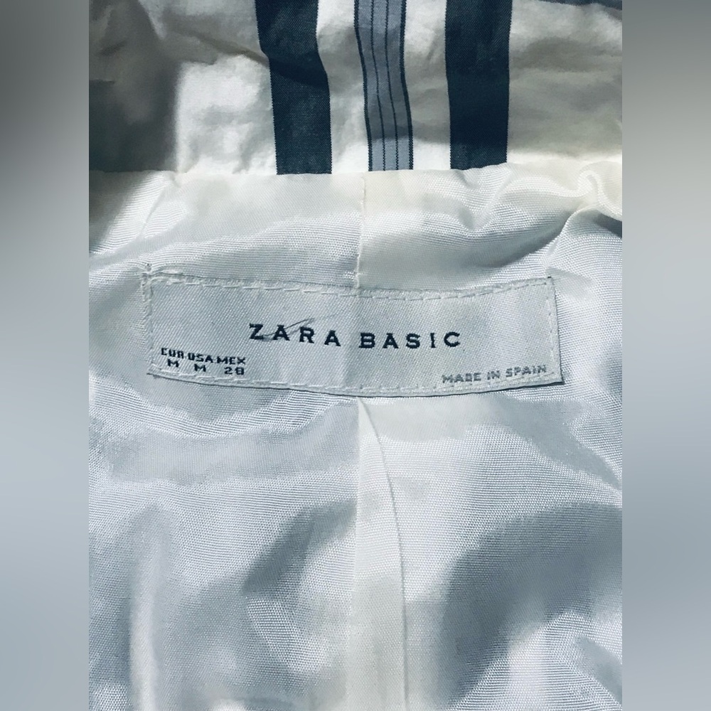 Zara Basic Plaid Pea Coat Medium Lightweight Doub… - image 3